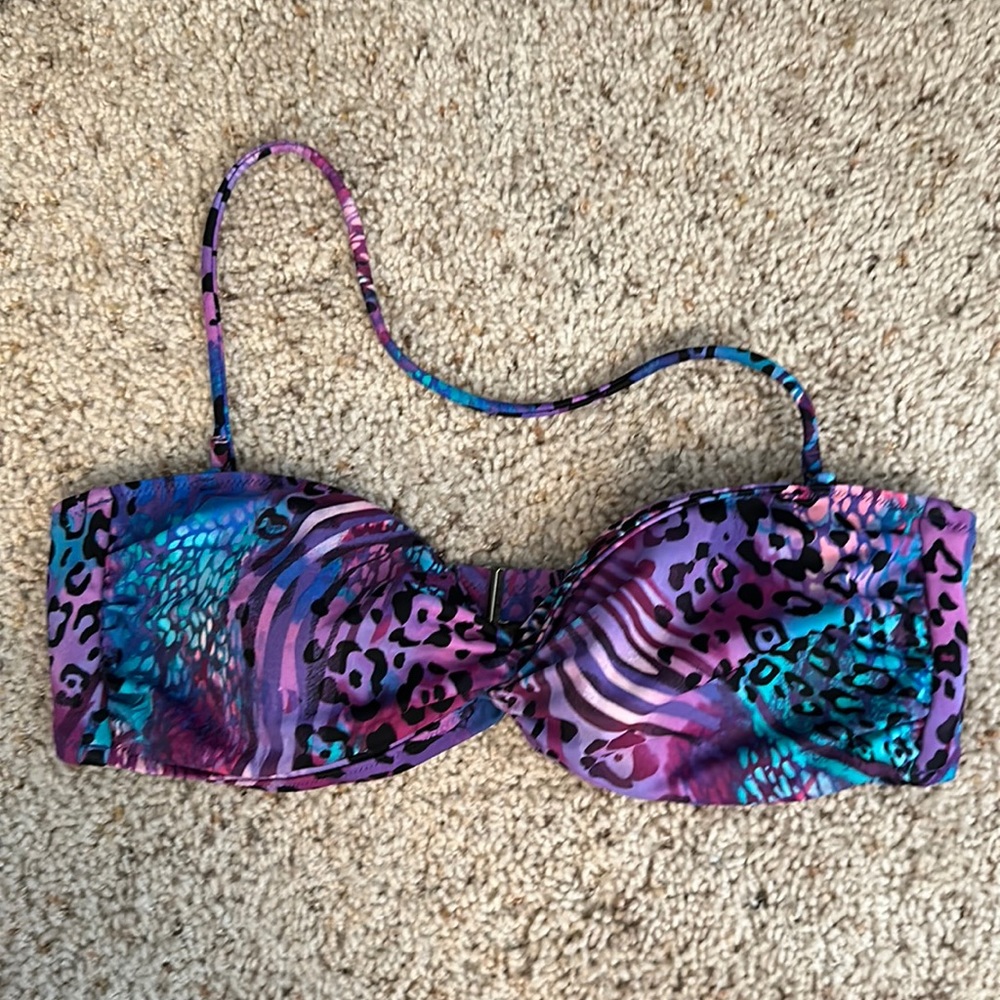 Blue and Purple Animal Print VS Bandeau Bikini Top